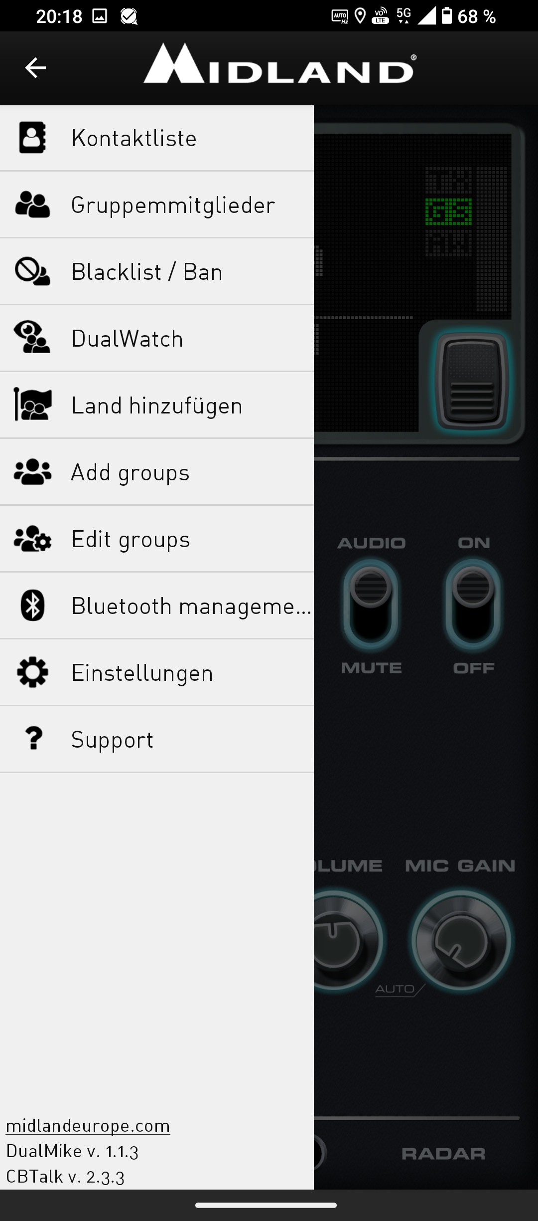 Ekran Add groups w aplikacji CB Talk